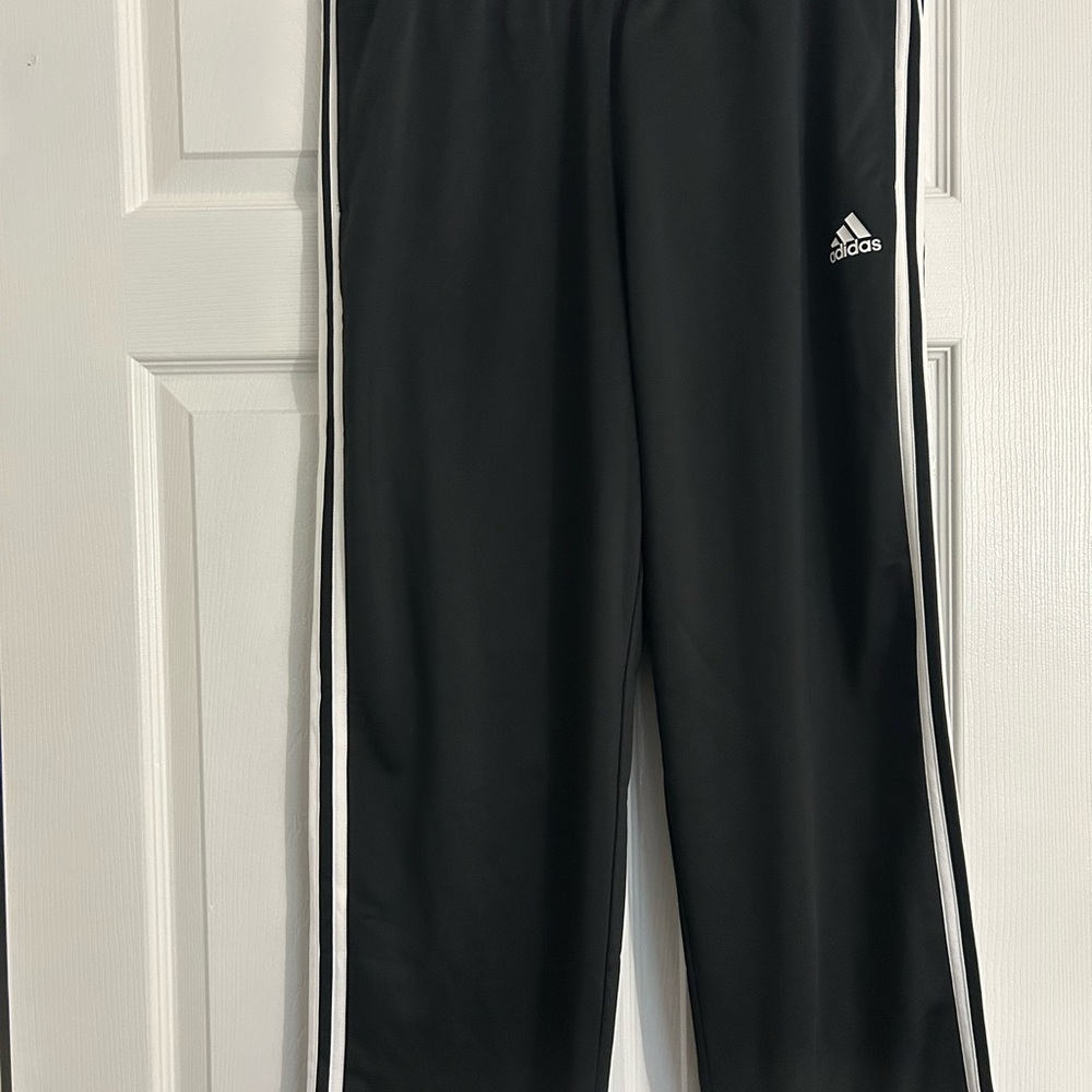 Adidas Black and White Sweatpants with Signature Stripes